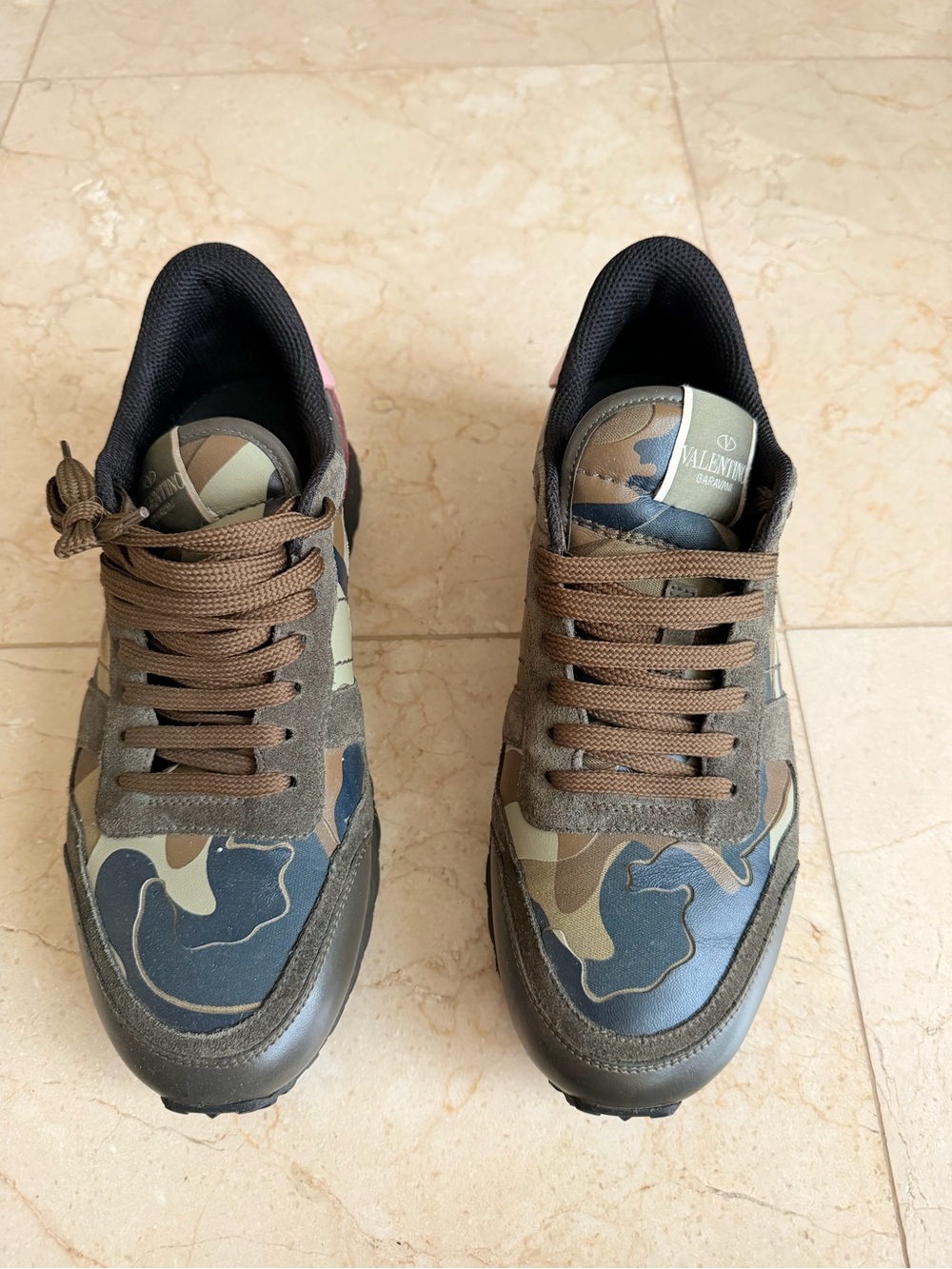 Valentino Garavani Men's Camouflage Sneakers - Brown/Green/Black